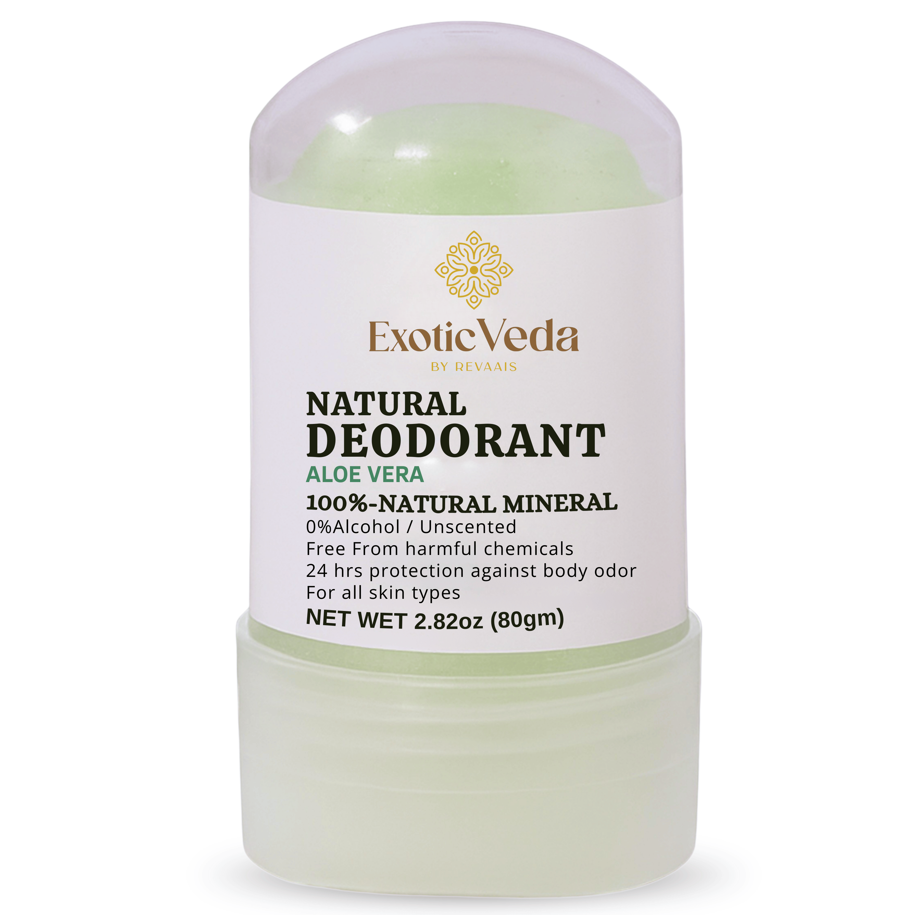 Aloe Vera Alum Roll-On Deodorant – Alcohol-Free, Aluminum-Free, 80g