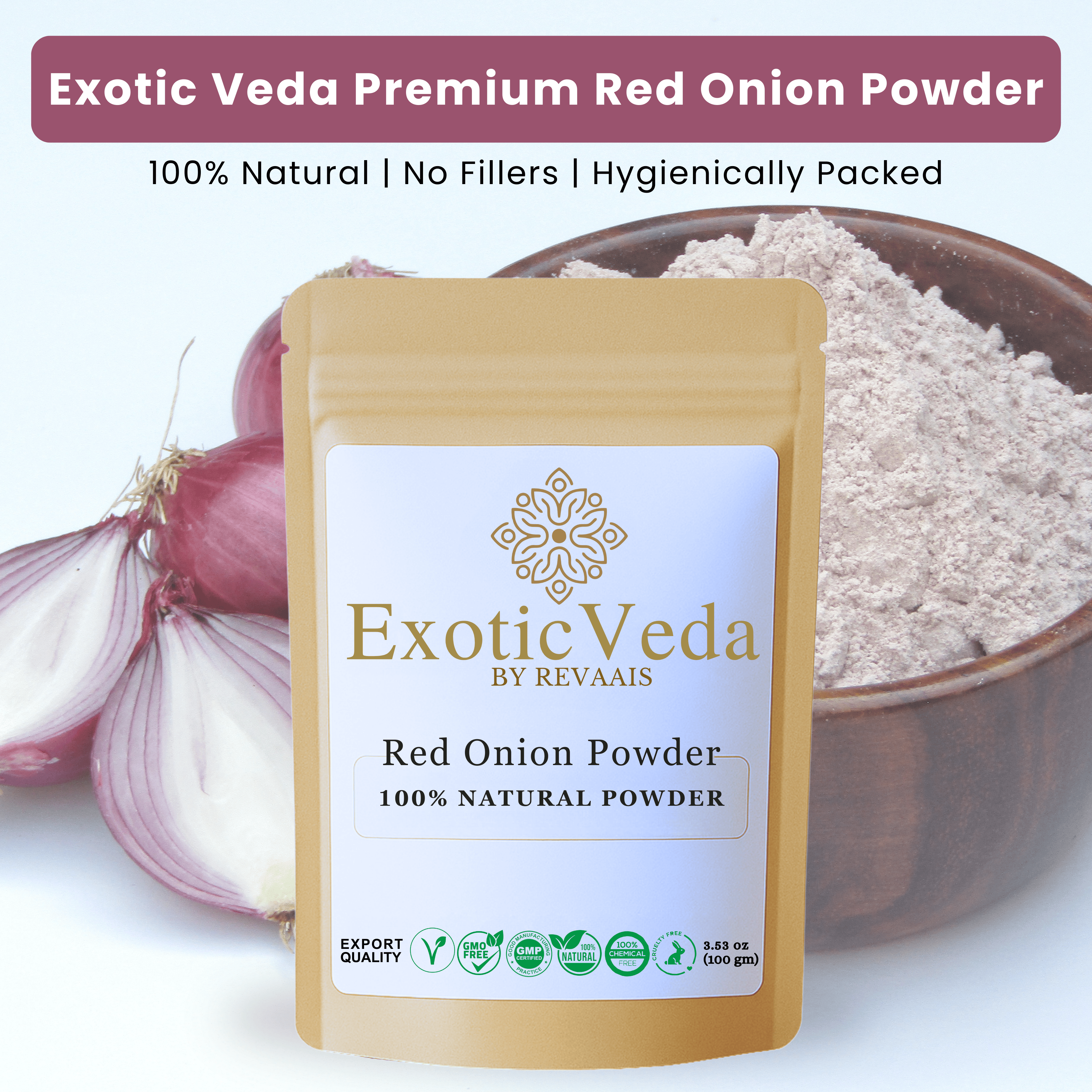 Red Onion Powder 100g (3.53 oz) – 100% Pure Dehydrated Onion Powder for Cooking, Seasoning, Soups & Sauces