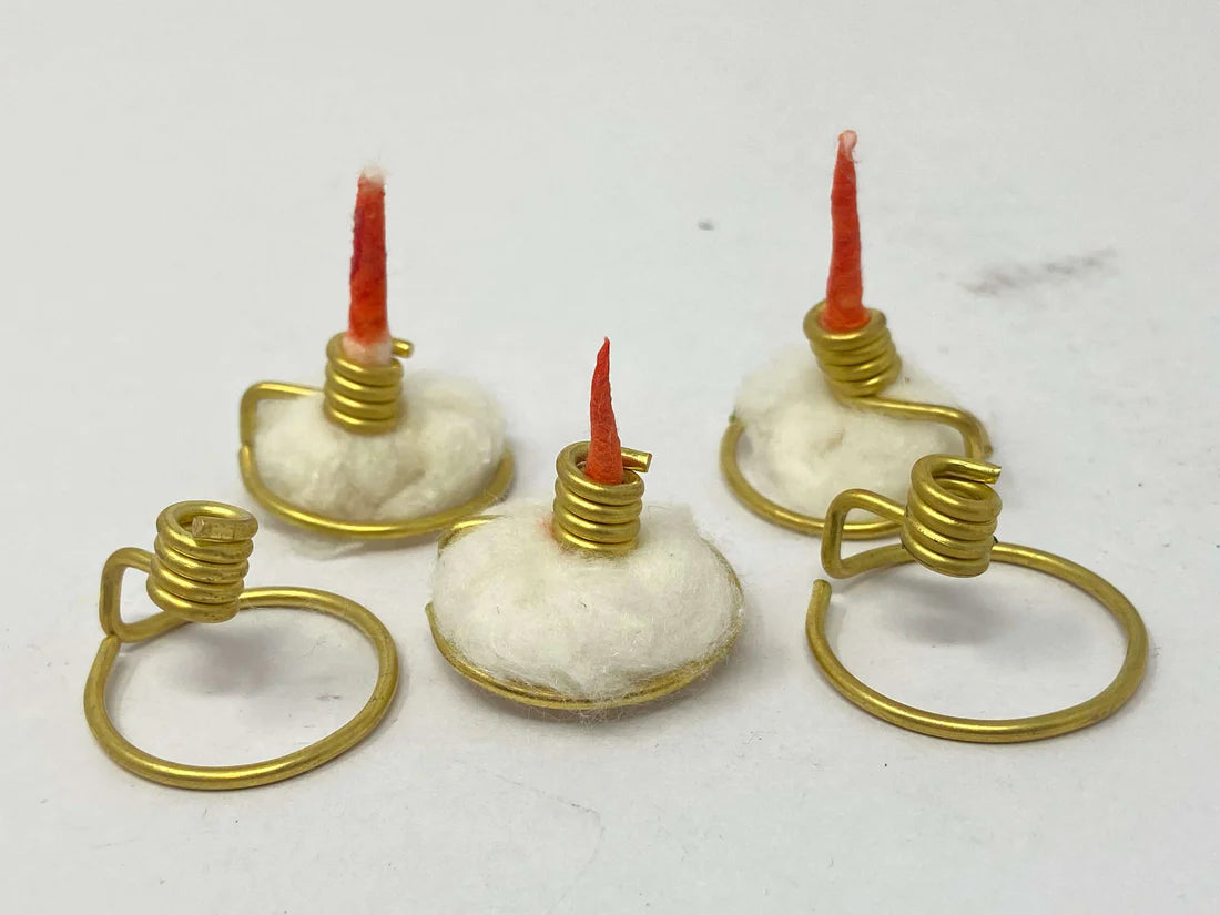 Premium Round Cotton Wick with Brass Wick Holder, Pack of 250 Round Cotton Wick
