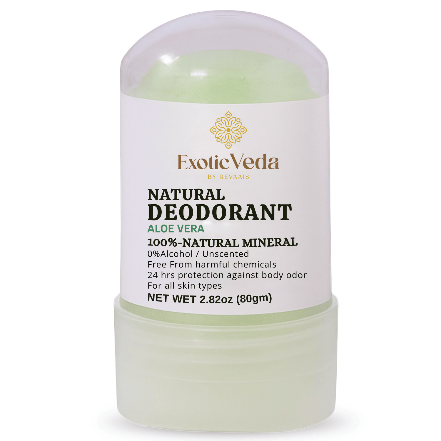 Aloe Vera Alum Roll-On Deodorant – Alcohol-Free, Aluminum-Free, 80g
