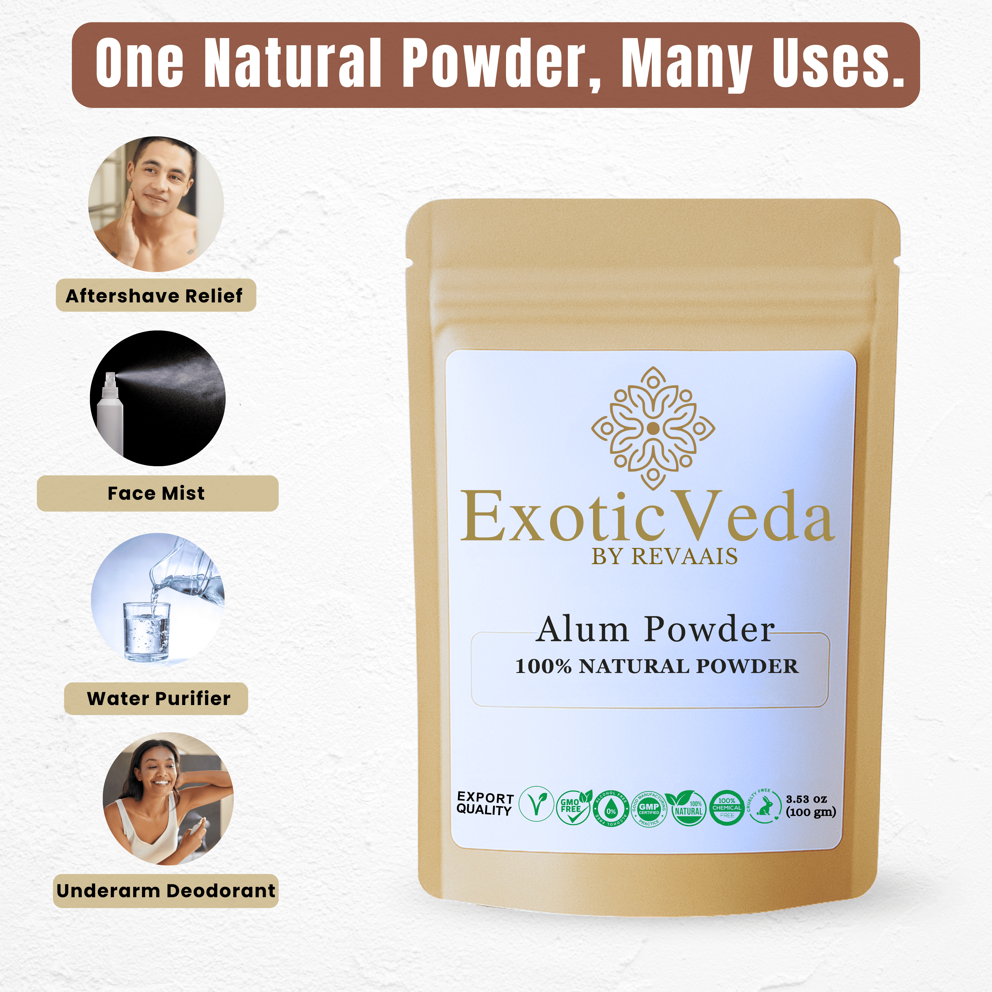 100% Pure Potassium Alum Powder (Fitkari) – 100g | Natural Multi-Purpose Crystal