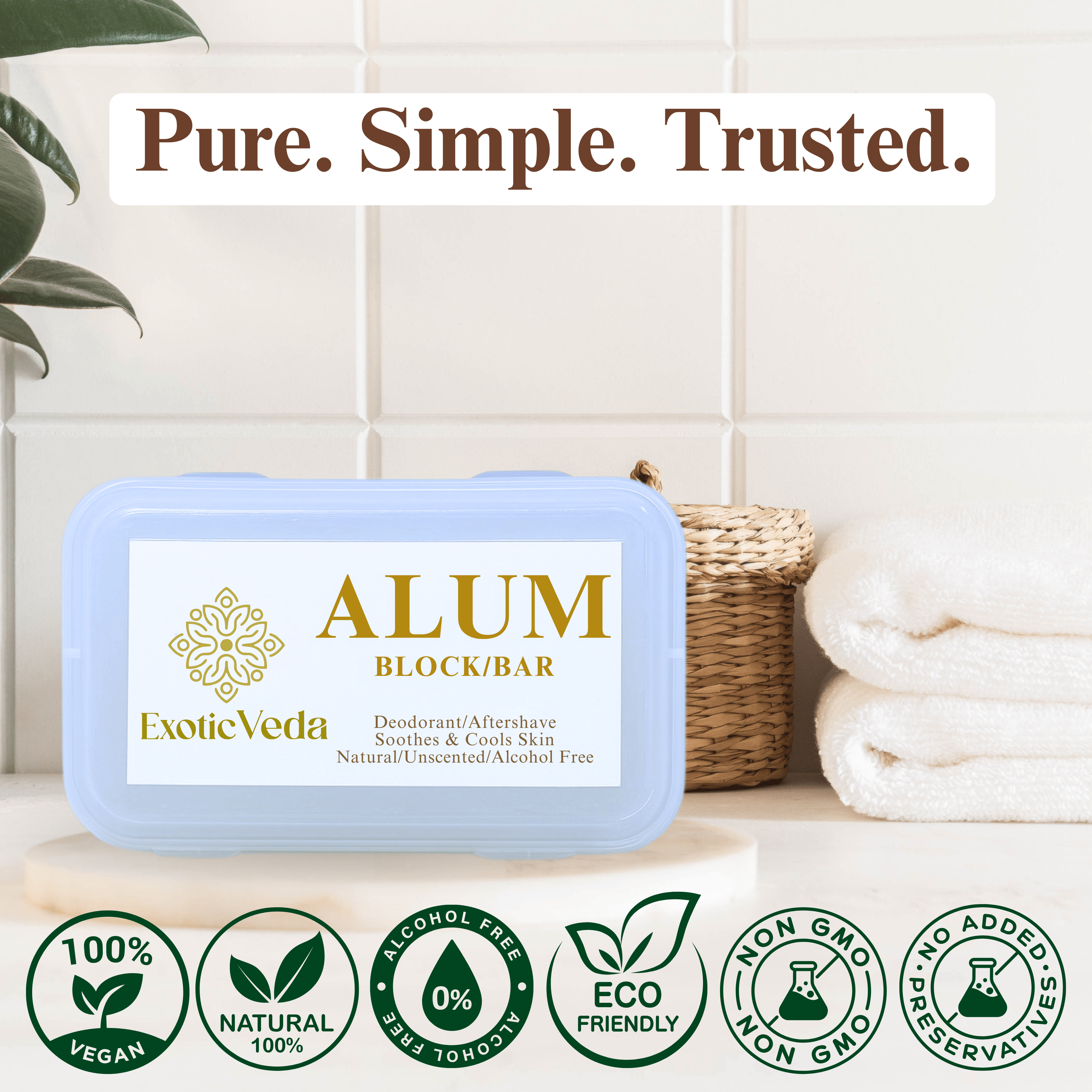 100% Pure Alum Block – Natural Deodorant &amp; Aftershave  | Alcohol-Free