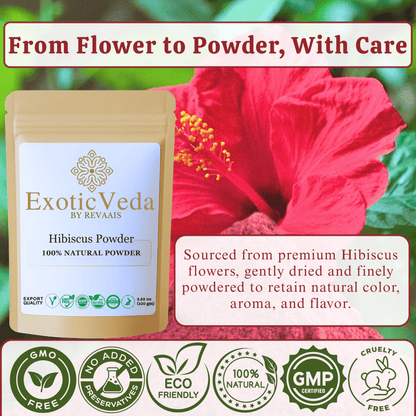 Hibiscus Powder 100g (3.53 oz) – 100% Pure Hibiscus Flower Powder for Tea, Smoothies, Hair &amp; Skin Care