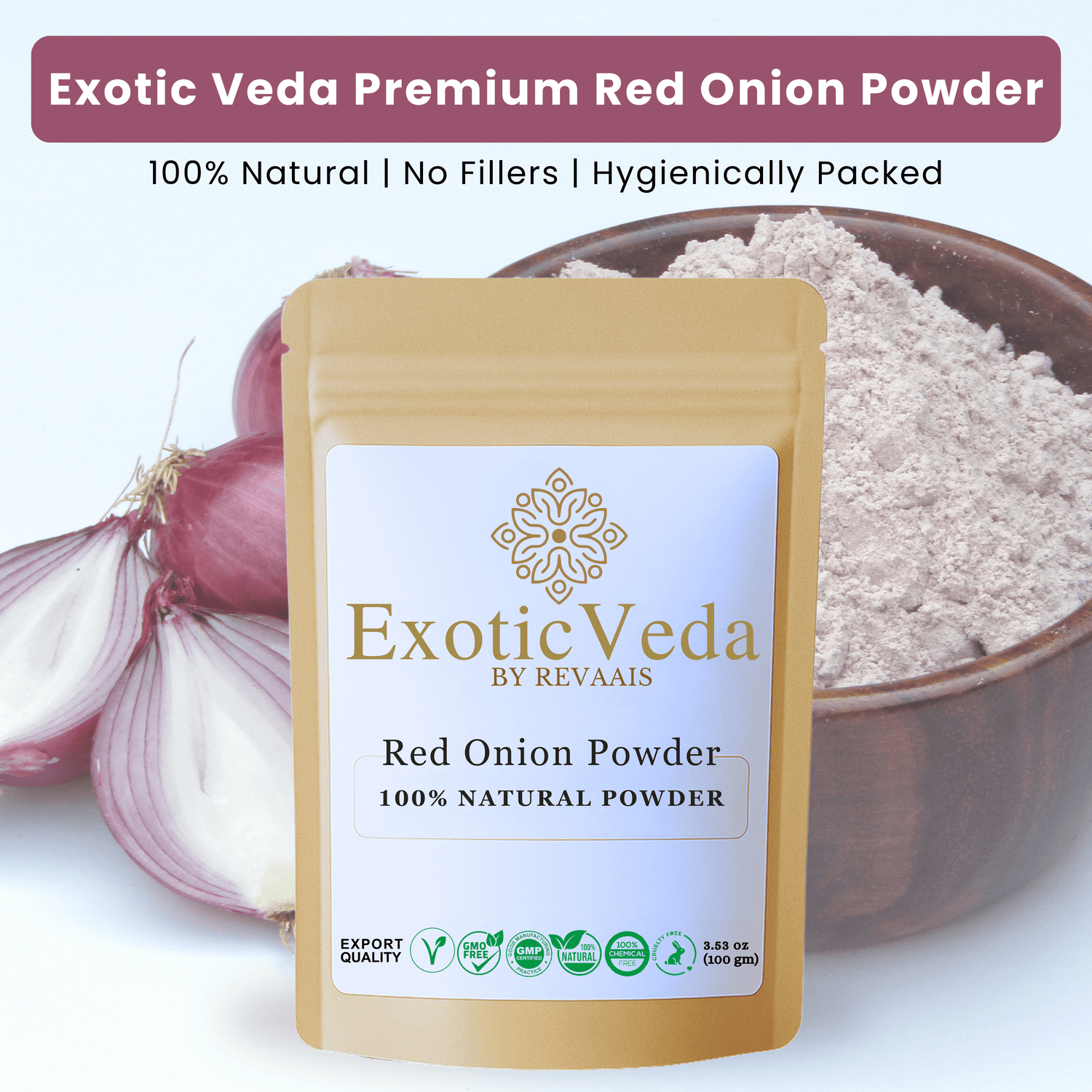 Red Onion Powder 100g (3.53 oz) – 100% Pure Dehydrated Onion Powder for Cooking, Seasoning, Soups &amp; Sauces