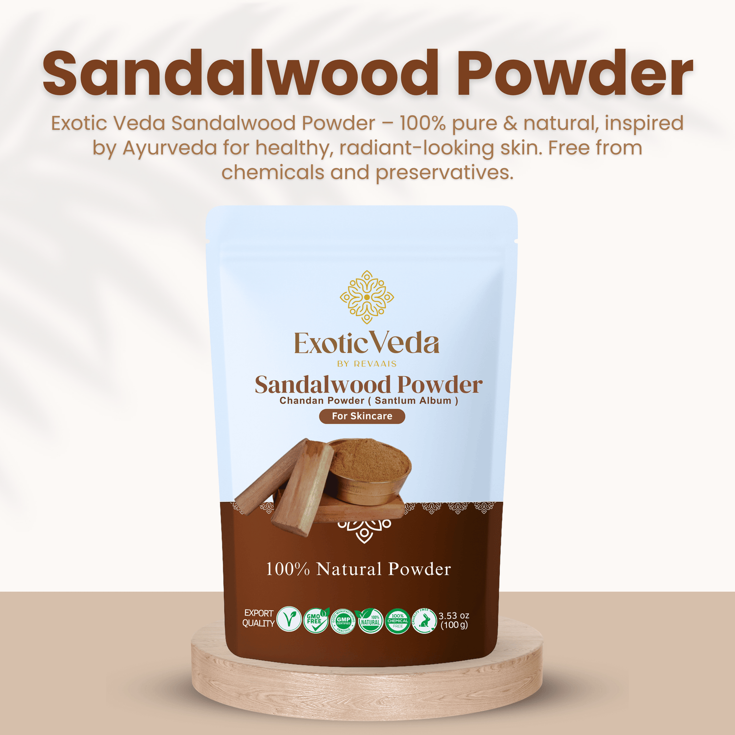Organic Sandalwood Powder 100g – Pure &amp; Natural Chandan Powder