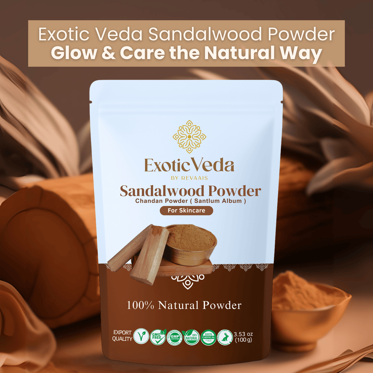 Organic Sandalwood Powder 100g – Pure &amp; Natural Chandan Powder